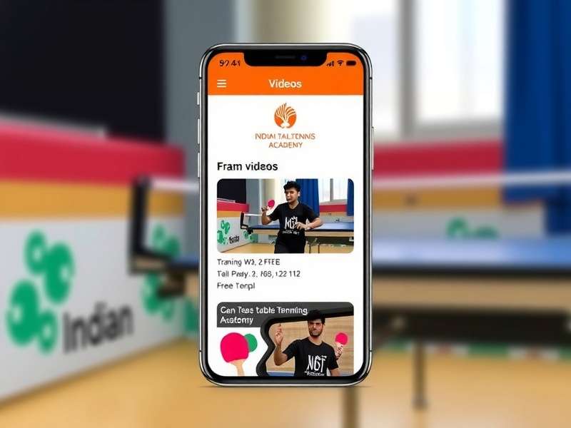 Indian Table Tennis Academy app interface Indian Table Tennis Academy mobile app interface showing training videos