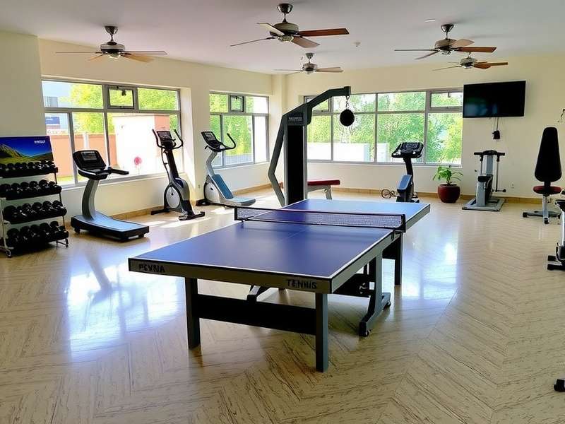 Indian Table Tennis Academy fitness area Indian Table Tennis Academy fitness center with exercise equipment