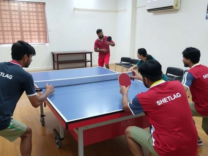 Indian Table Tennis Academy training Indian Table Tennis Academy training session with players practicing